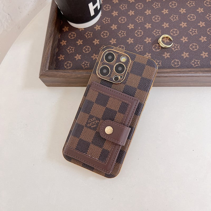 Luxusní klasické barevné pouzdro na iPhone s kapsou na karty