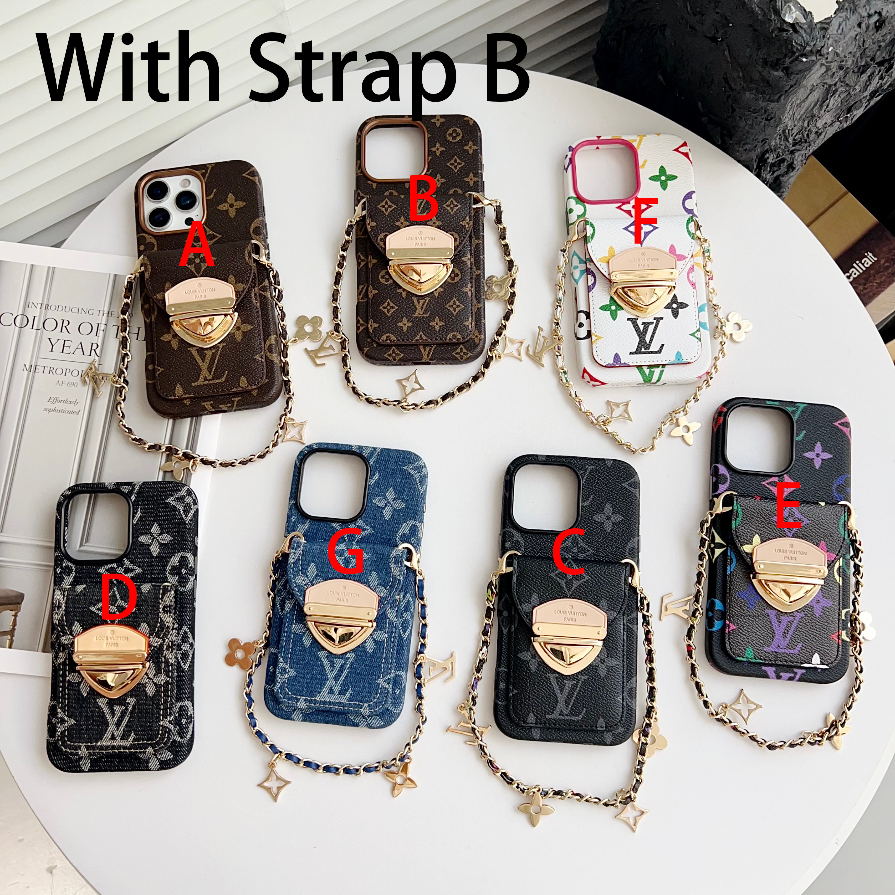 Coque de luxe pour iPhone, avec porte-cartes et dragonne amovible