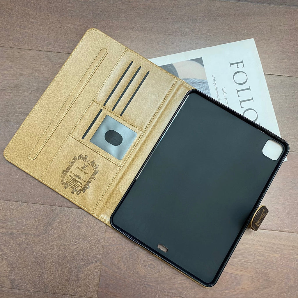Étui iPad de Luxe en Toile Monogram et Cuir Motif Thème Été Frais