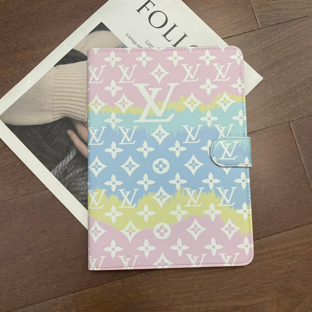 Luxusní černé plátěné monogramové kožené pouzdro s letním motivem pro Apple iPad
