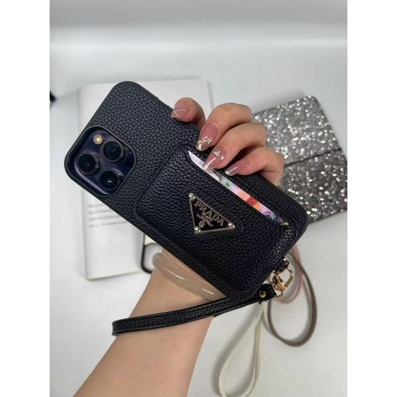 Coque iPhone avec porte-cartes de luxe quatre couleurs