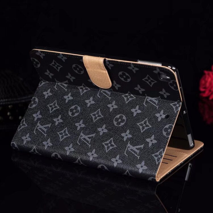 Elegante Monogram Canvas Flip Cover Apple iPad Schutzhülle aus Leder