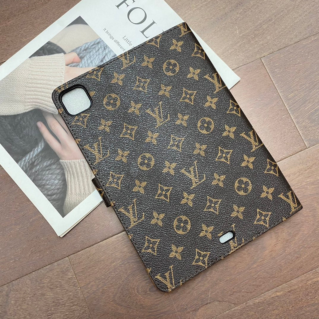 Luxusní černé plátěné monogramové kožené pouzdro s letním motivem pro Apple iPad