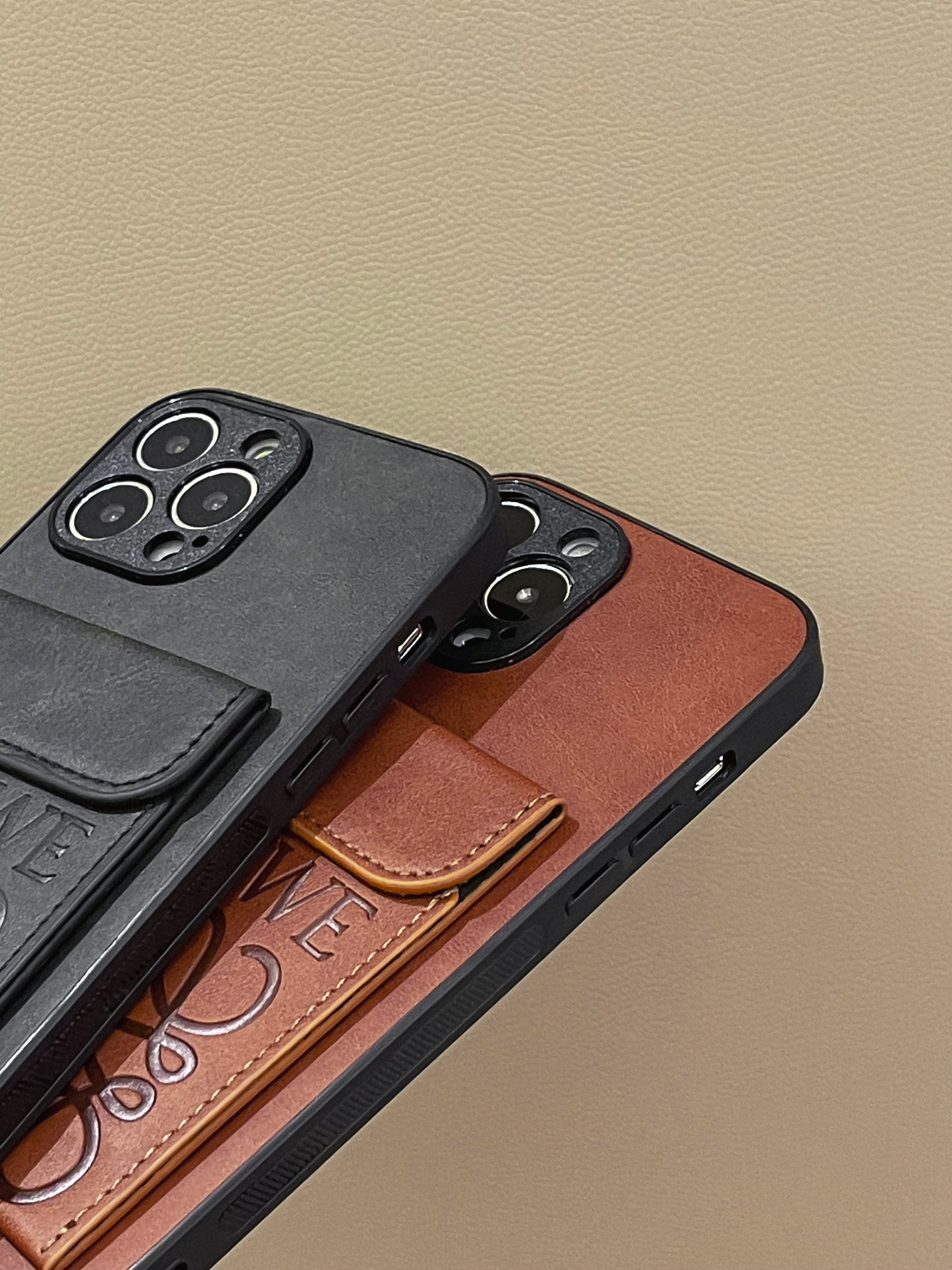 Luxusní černé pouzdro na iPhone s držákem na karty-LZP241448