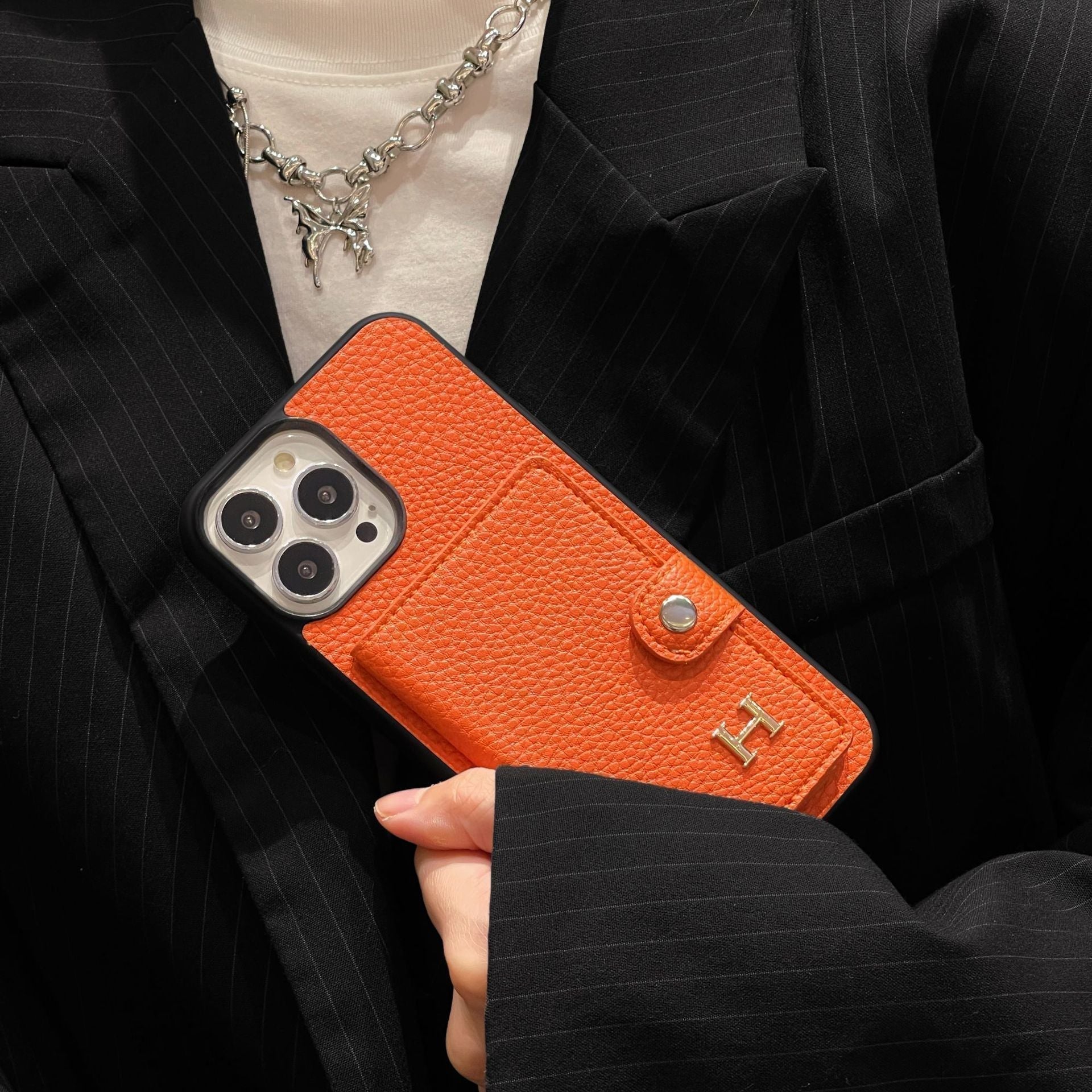 Pouzdro na iPhone z kůže H Leather Card Holder