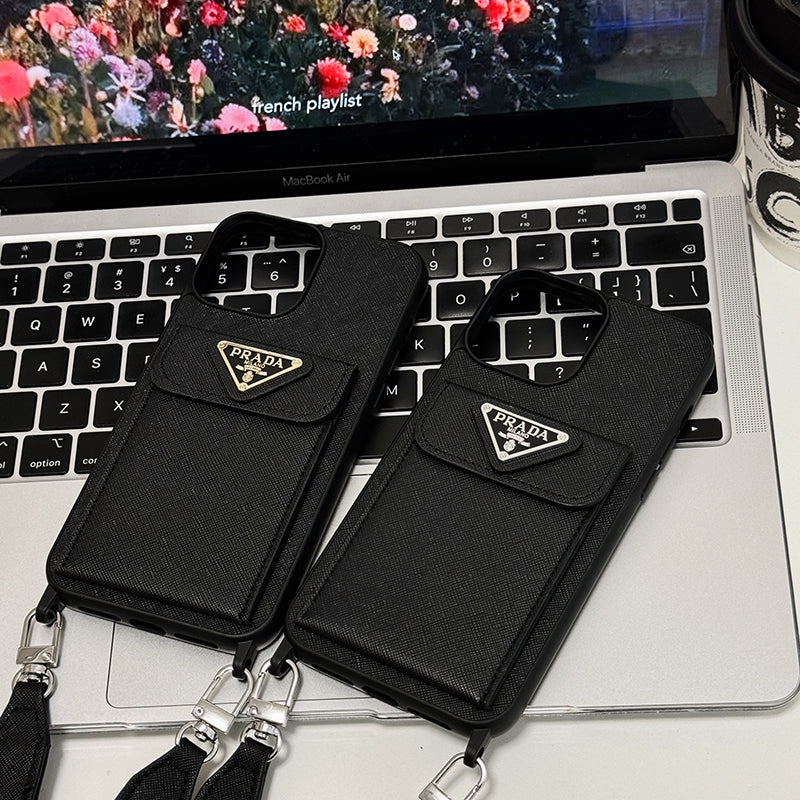Étui iPhone en cuir de luxe à bandoulière