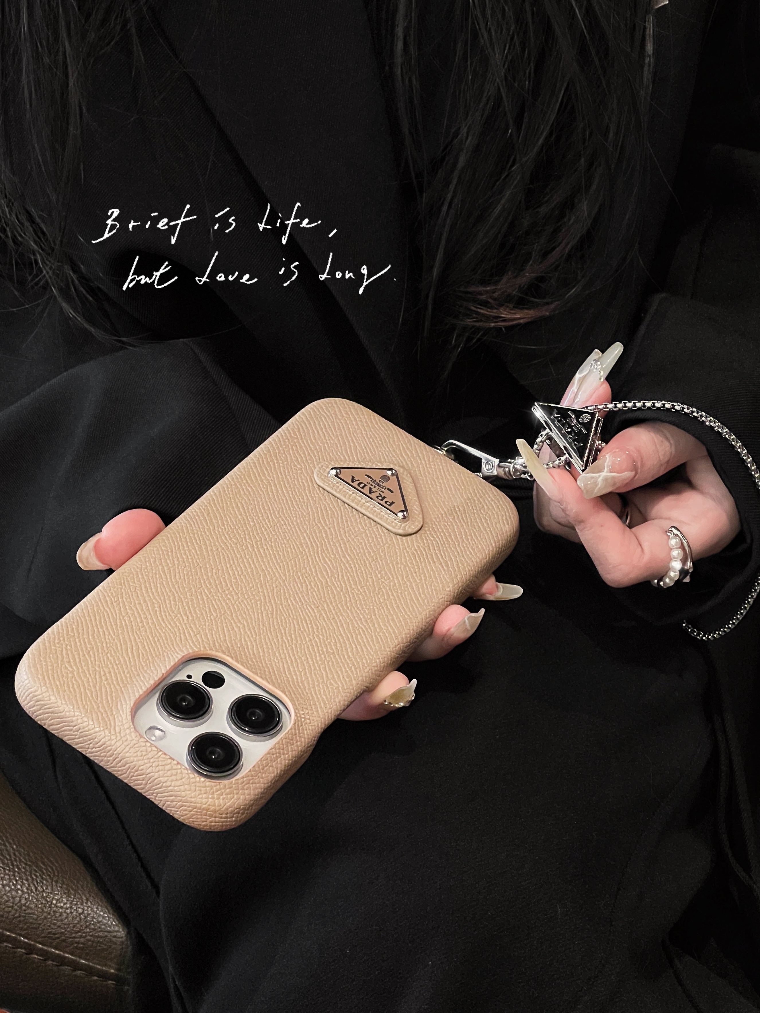 Étui de luxe en cuir pour iPhone à bandoulière