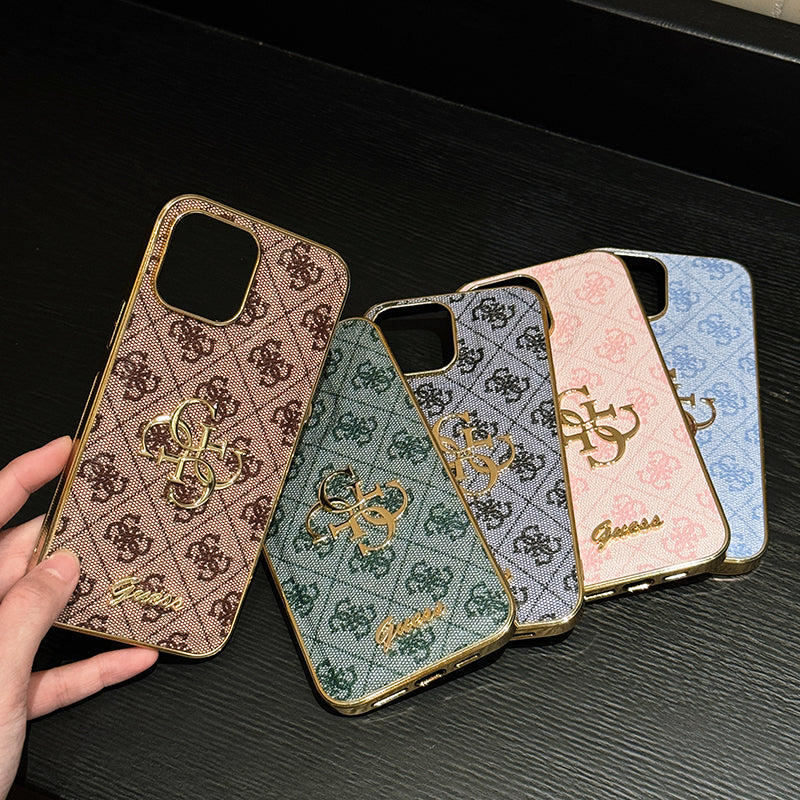 Étui iPhone en cuir avec logo doré Gue