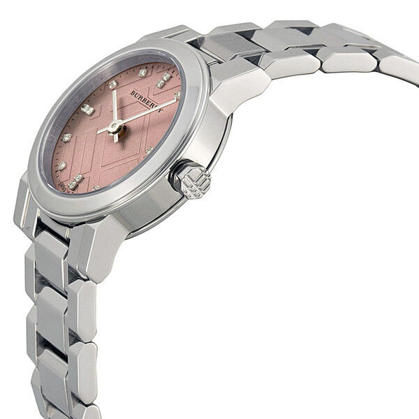 Burberry Ladies The City Check Diamonds Pink 26mm Watch