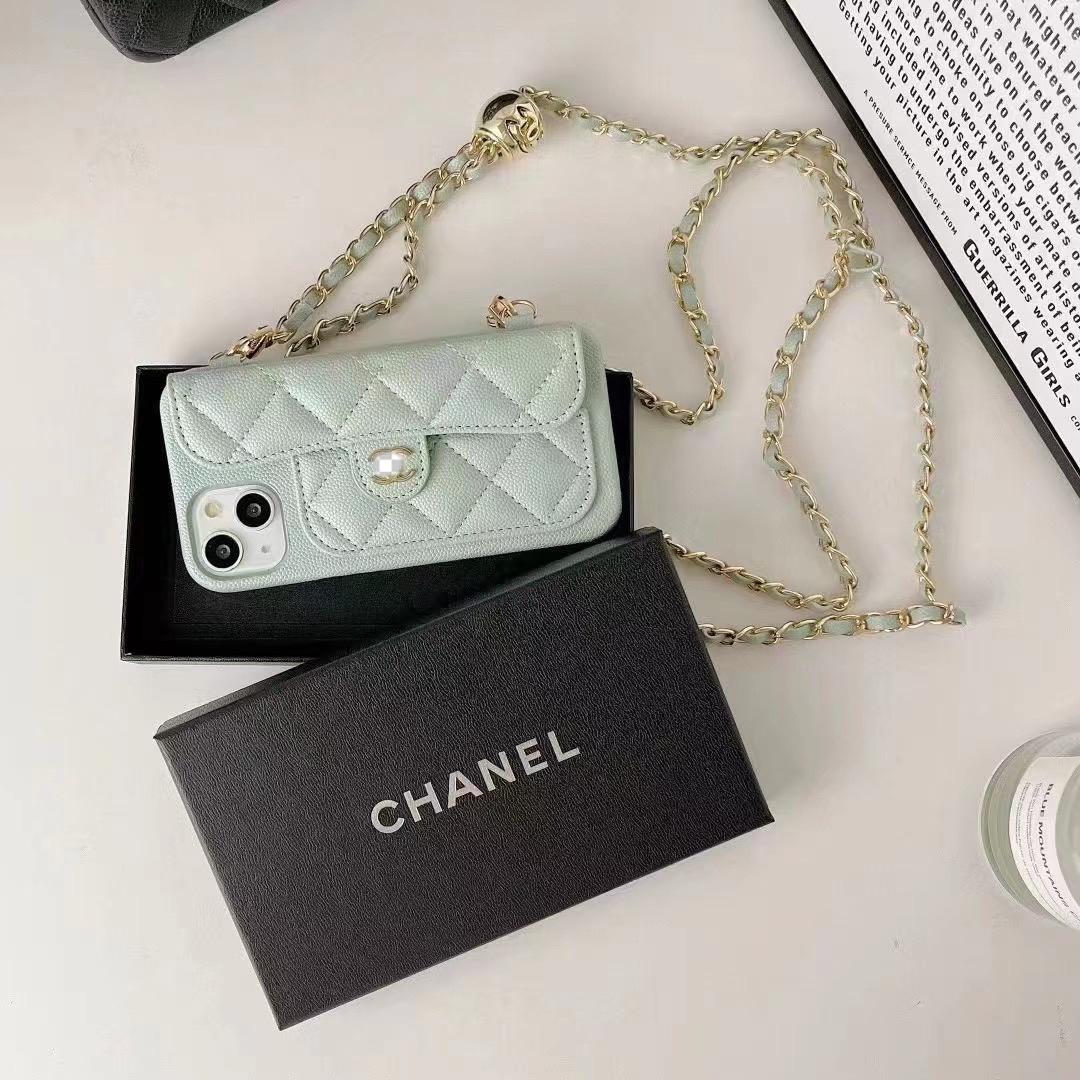 Étui de luxe pour iPhone avec chaîne à main/bandoulière
