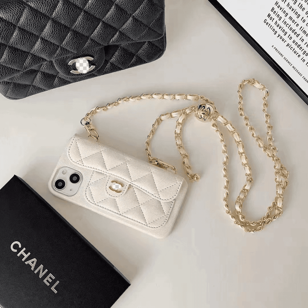 Étui de luxe pour iPhone avec chaîne à main/bandoulière