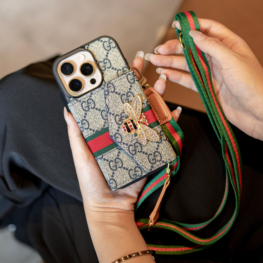 Prémiové pokročilé crossbody pouzdro na iPhone s držákem na karty a ramenním popruhem