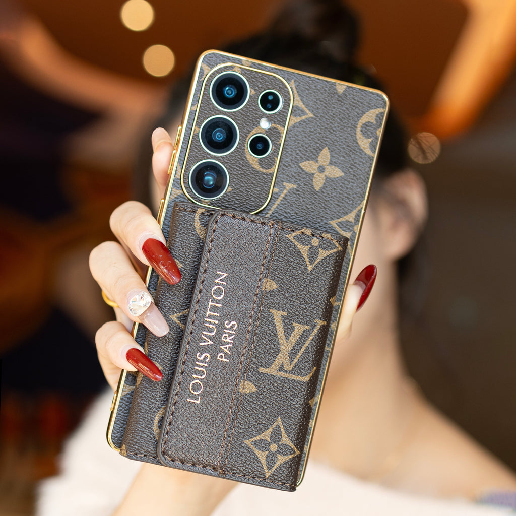 Prémiové kožené pouzdro Samsung s držákem na karty a zápěstním páskem  