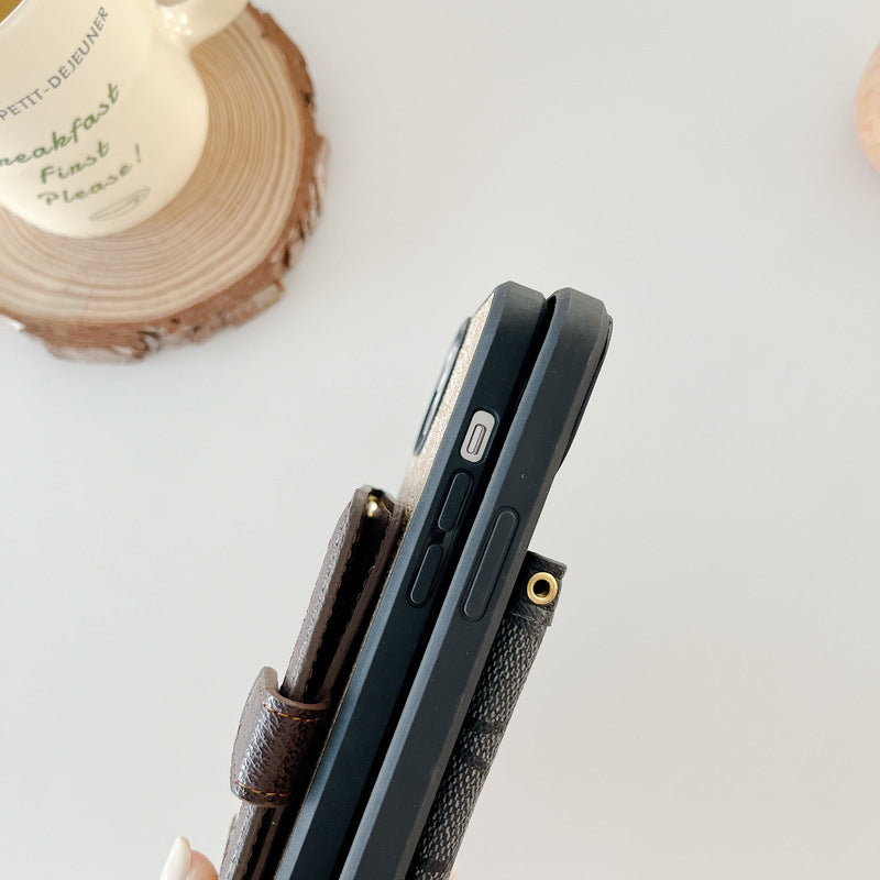 Coque iPhone Classique Avec Portefeuille Et Bandoulière Blanc -XK240402