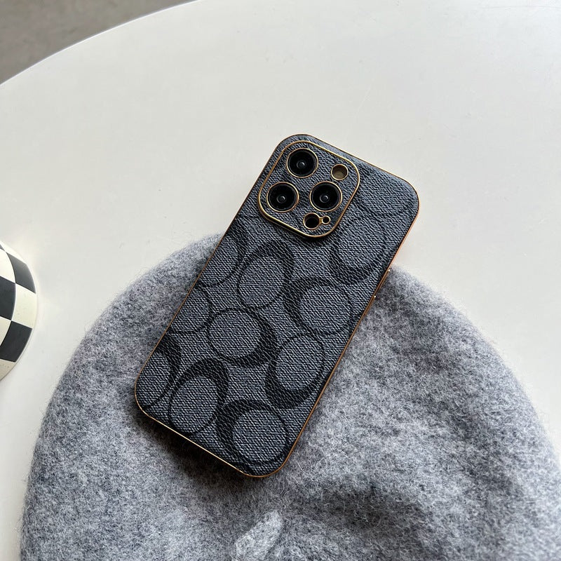 Coque classique iPhone Cuir Noir -QBK240513