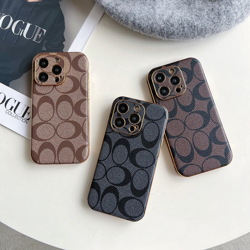 Coque classique iPhone Cuir Noir -QBK240513