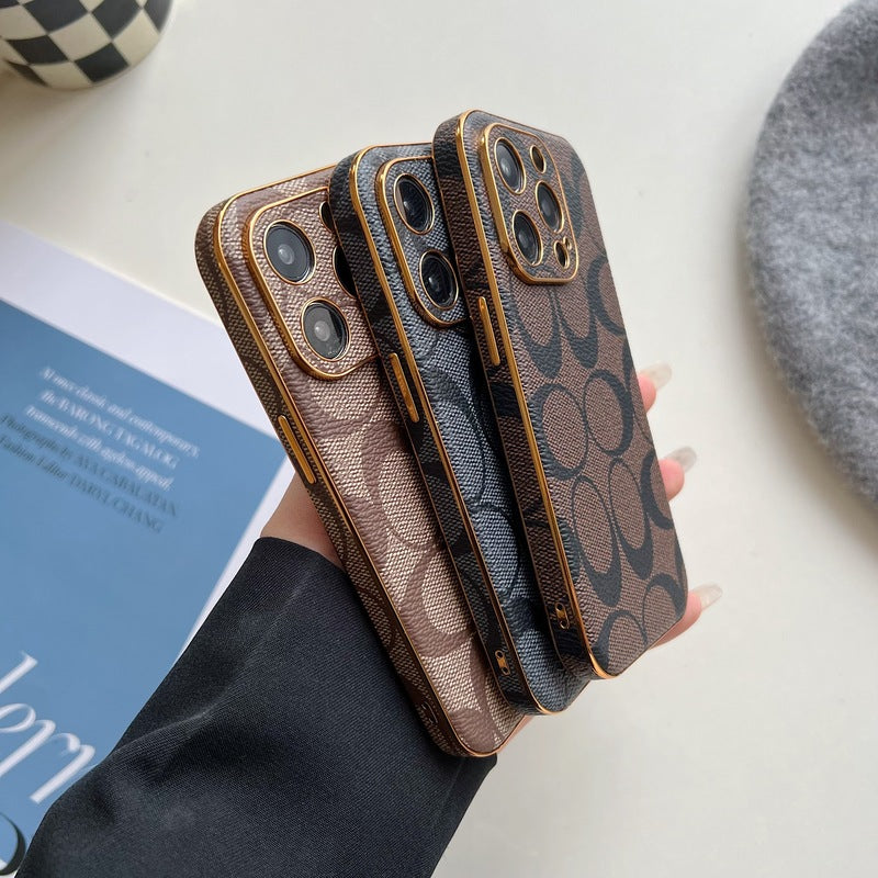 Coque classique iPhone Cuir Noir -QBK240513