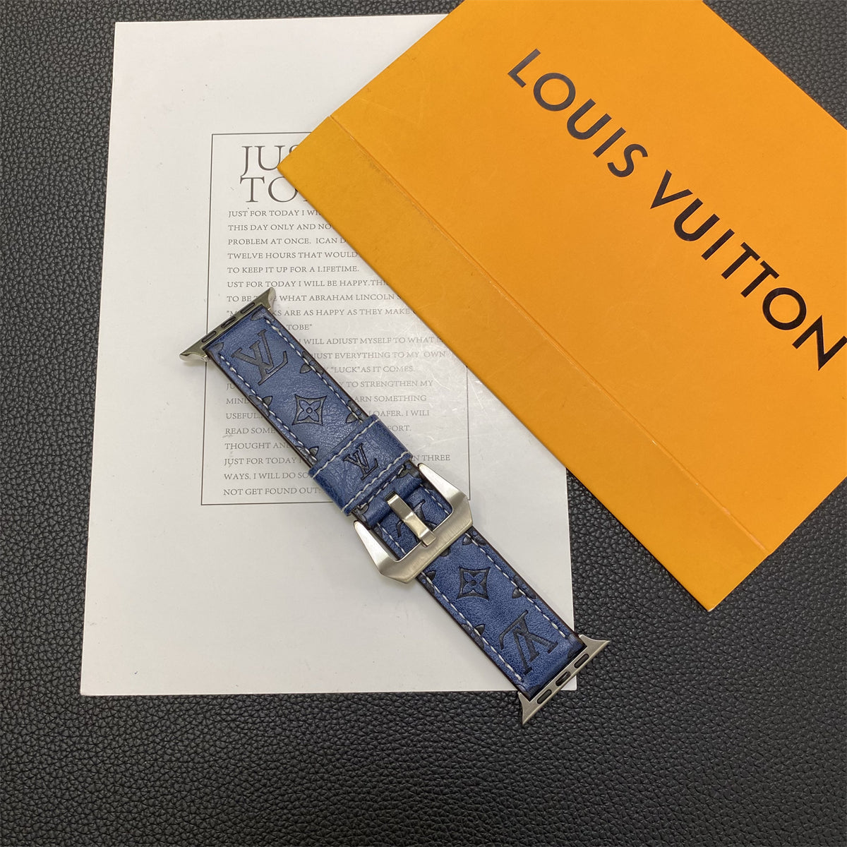 Leder Monogramm Apple Watch Armbänder Leder Blau-YH24422