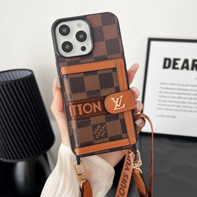 Étui iPhone Marron Classique avec Chaîne Sac de Luxe