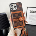 Étui iPhone Marron Classique avec Chaîne Sac de Luxe