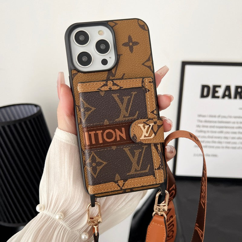 Étui iPhone Marron Classique avec Chaîne Sac de Luxe