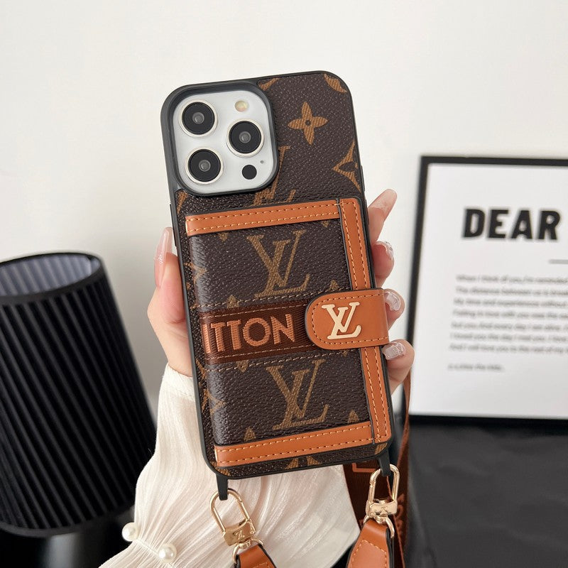 Étui iPhone Marron Classique avec Chaîne Sac de Luxe