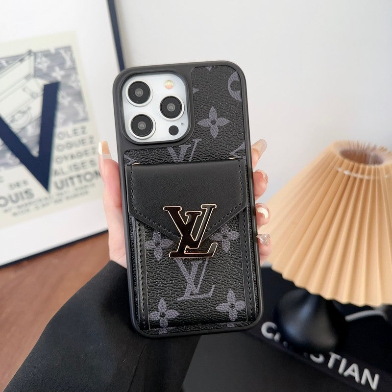 Étui iPhone Luxe avec Pochette Porte-Cartes Couleurs