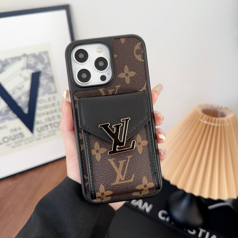 Étui iPhone Luxe avec Pochette Porte-Cartes Couleurs