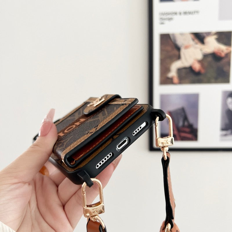 Étui iPhone Marron Classique avec Chaîne Sac de Luxe