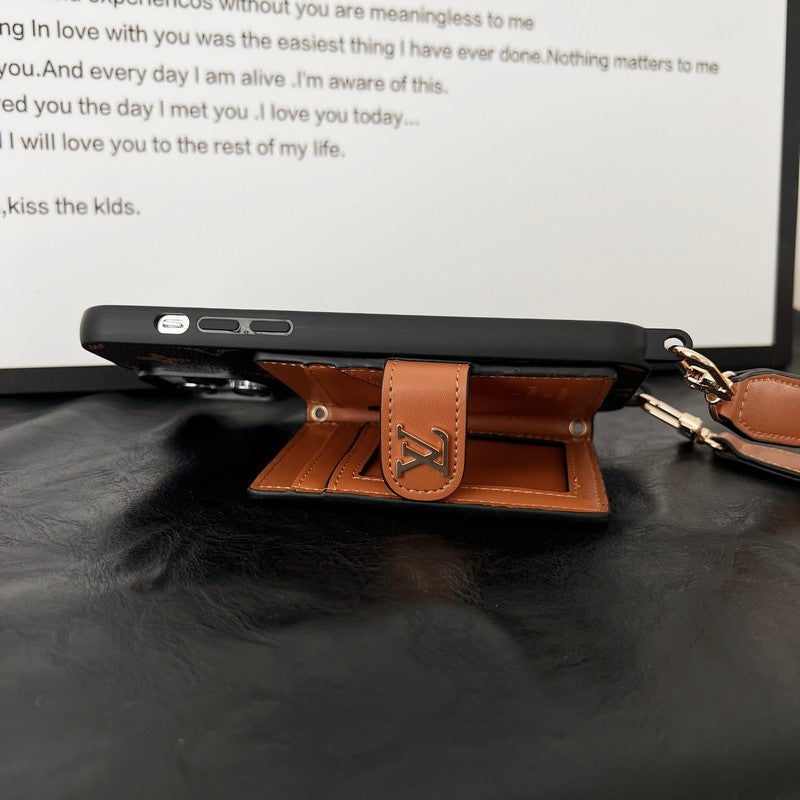 Étui iPhone Marron Classique avec Chaîne Sac de Luxe