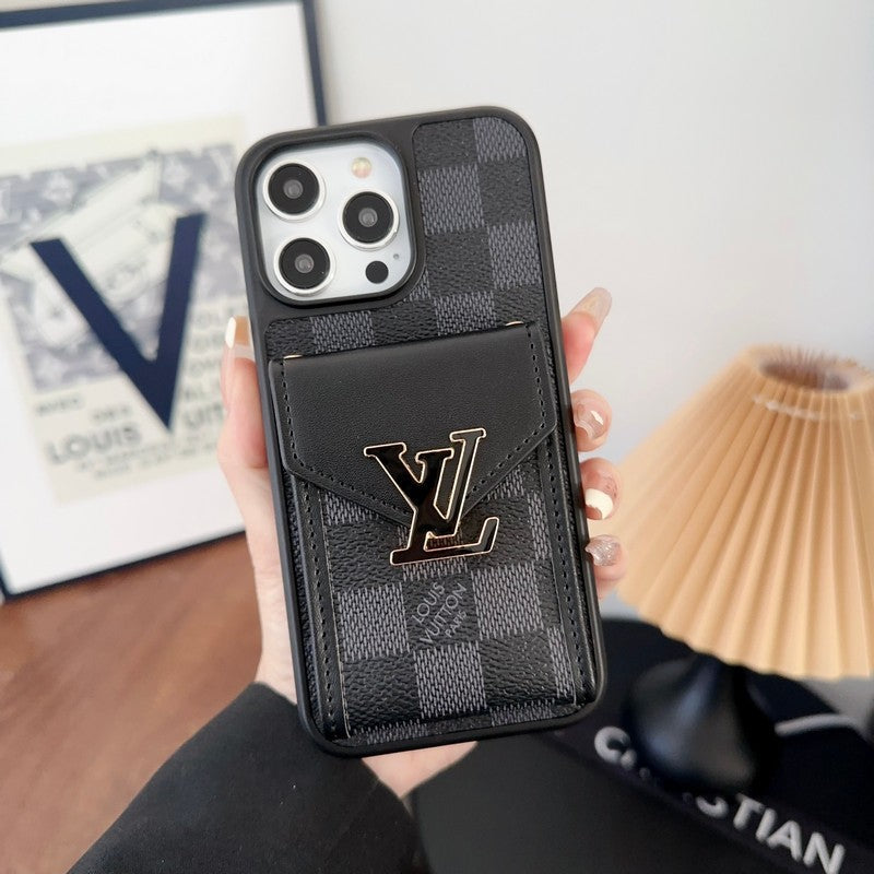 Étui iPhone Luxe avec Pochette Porte-Cartes Couleurs