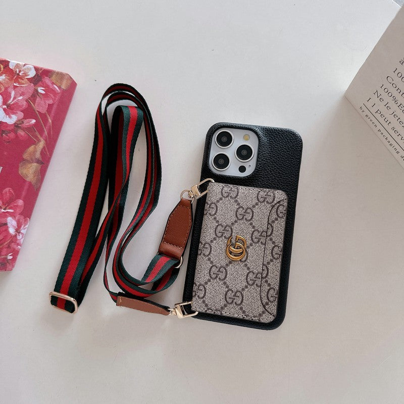 Sac à bandoulière en cuir pour cartes Étui iPhone classique