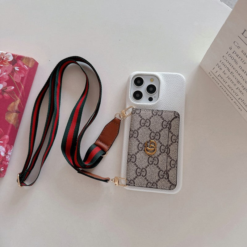 Sac à bandoulière en cuir pour cartes Étui iPhone classique