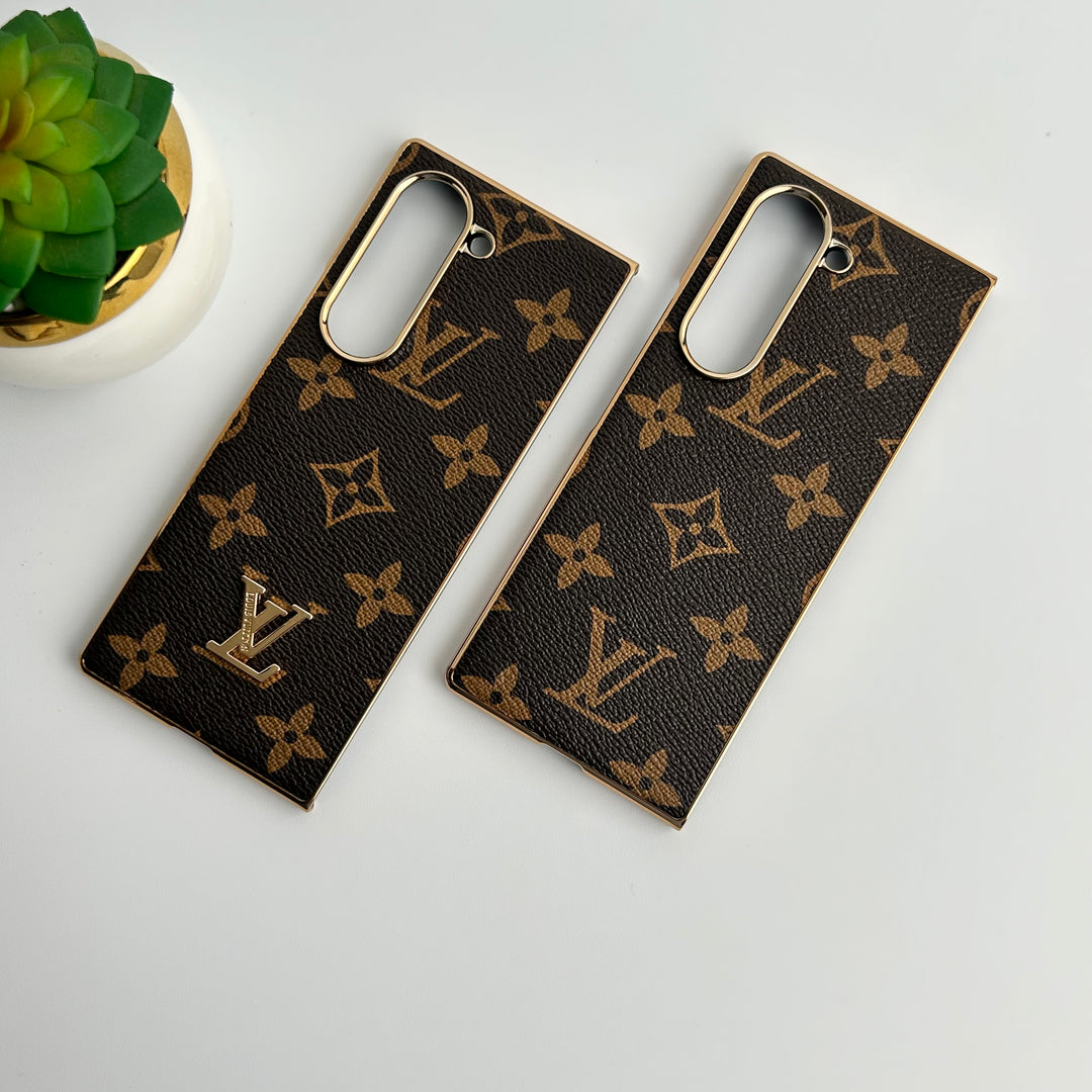 Étui en cuir plaqué or de luxe Samsung Galaxy Z Fold 6