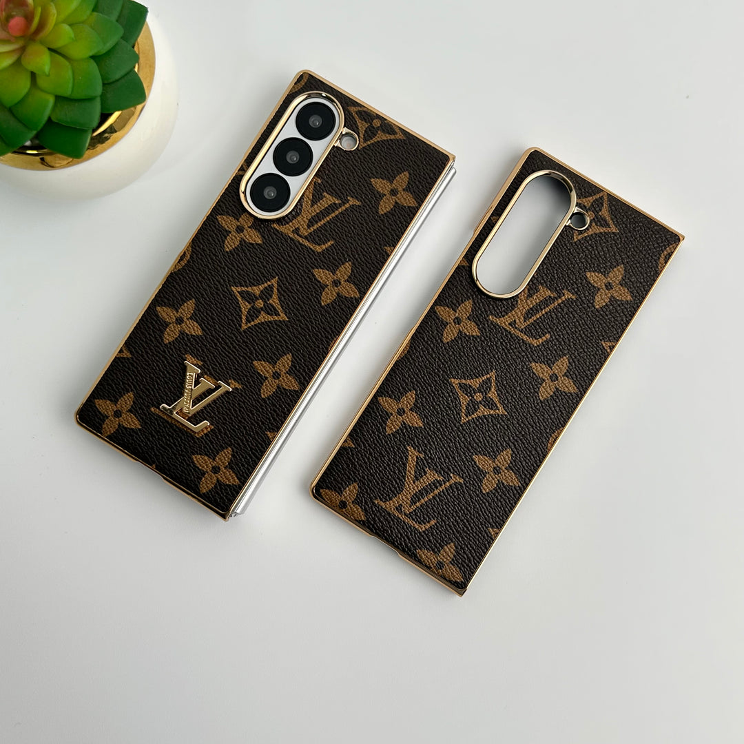 Étui en cuir plaqué or de luxe Samsung Galaxy Z Fold 6