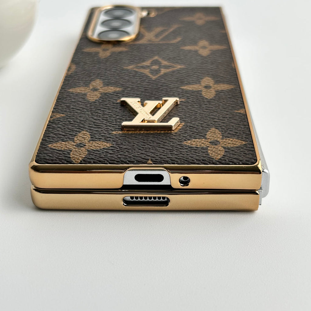 Étui en cuir plaqué or de luxe Samsung Galaxy Z Fold 6