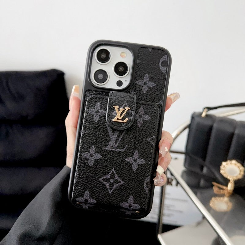 Étui iPhone Luxe Noir et Blanc avec Sac à Cartes