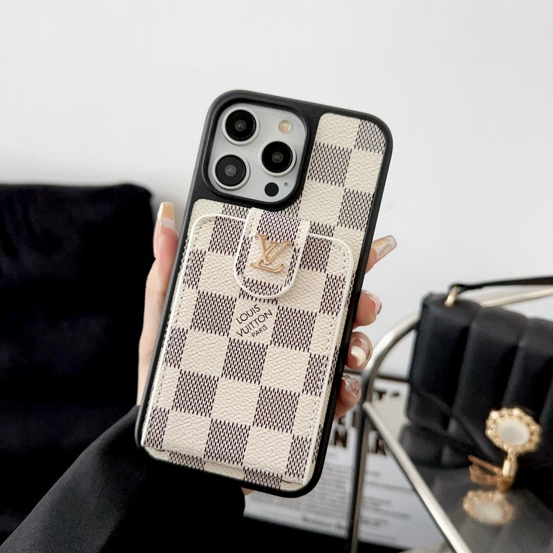 Étui iPhone Luxe Noir et Blanc avec Sac à Cartes