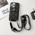 Luxusní černobílé crossbody pouzdro na iPhone s kapsou na karty  