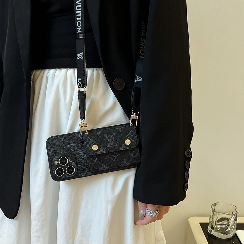 Luxus-Karten-Handtaschen-Ketten-Schwarz-iPhone-Hülle