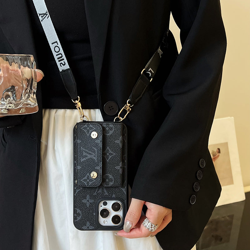 Luxus-Karten-Handtaschen-Ketten-Schwarz-iPhone-Hülle