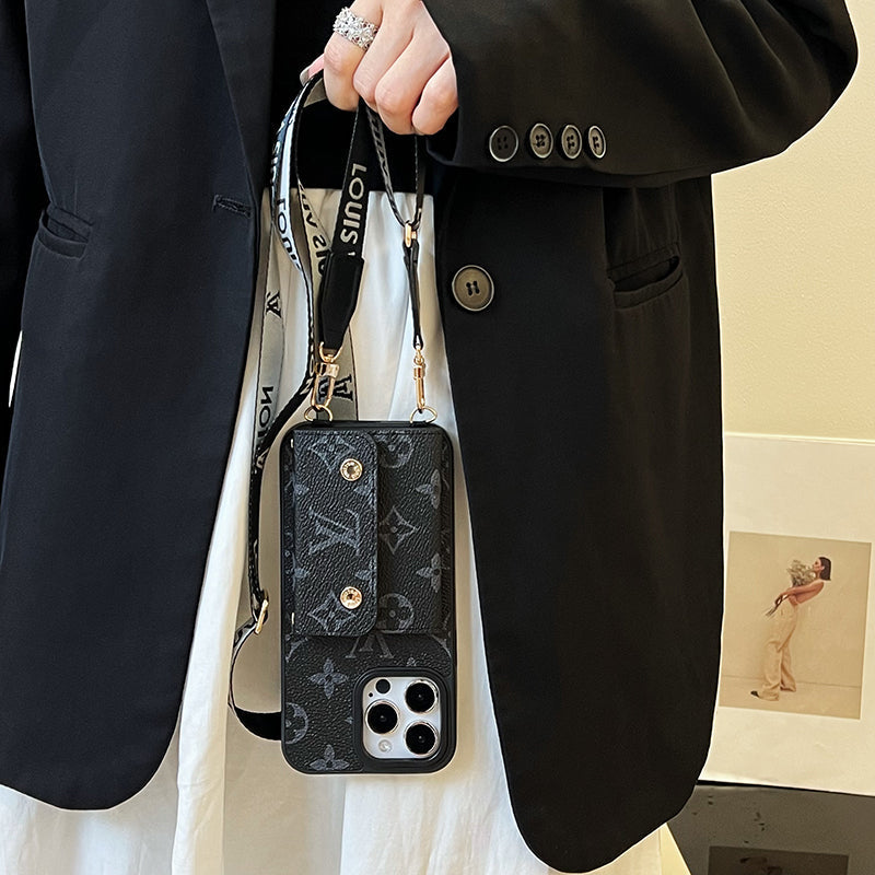 Luxus-Karten-Handtaschen-Ketten-Schwarz-iPhone-Hülle