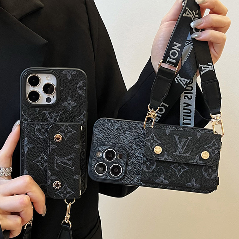 Luxus-Karten-Handtaschen-Ketten-Schwarz-iPhone-Hülle