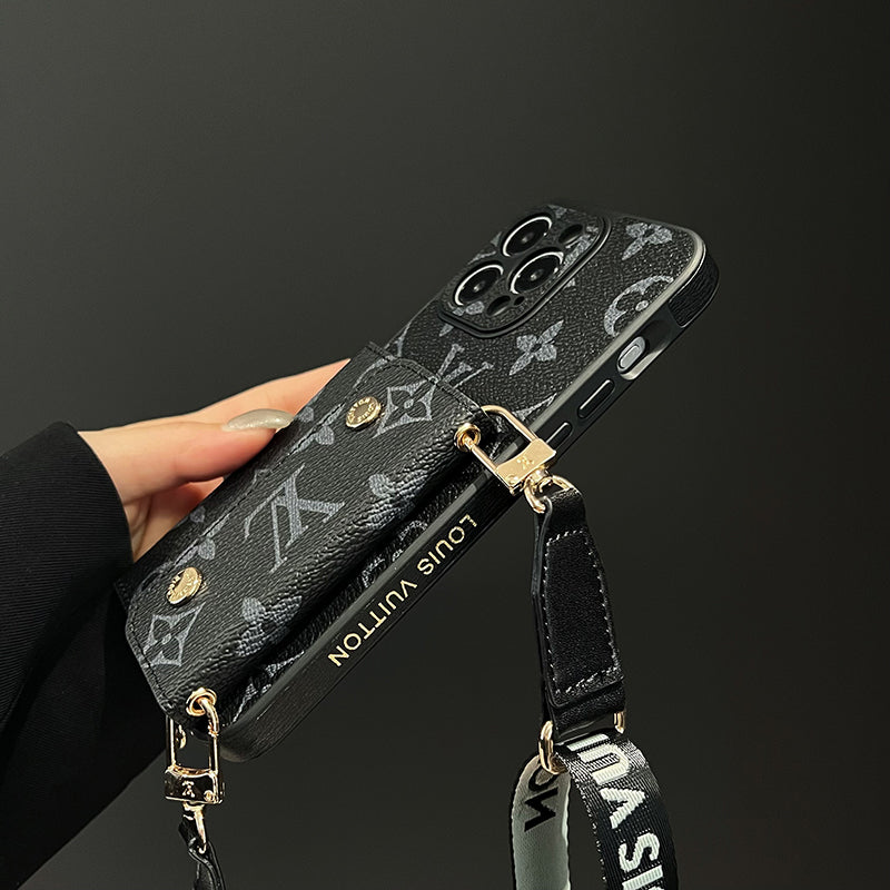 Luxus-Karten-Handtaschen-Ketten-Schwarz-iPhone-Hülle