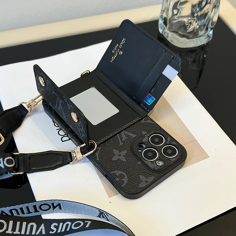 Luxus-Karten-Handtaschen-Ketten-Schwarz-iPhone-Hülle