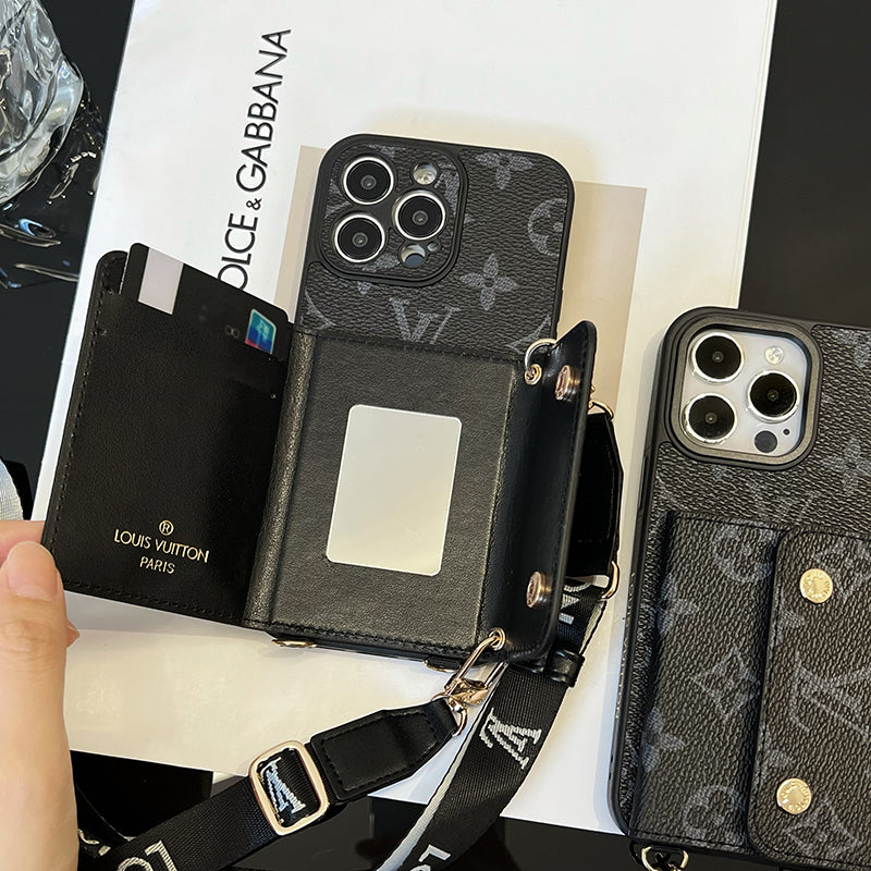 Luxus-Karten-Handtaschen-Ketten-Schwarz-iPhone-Hülle