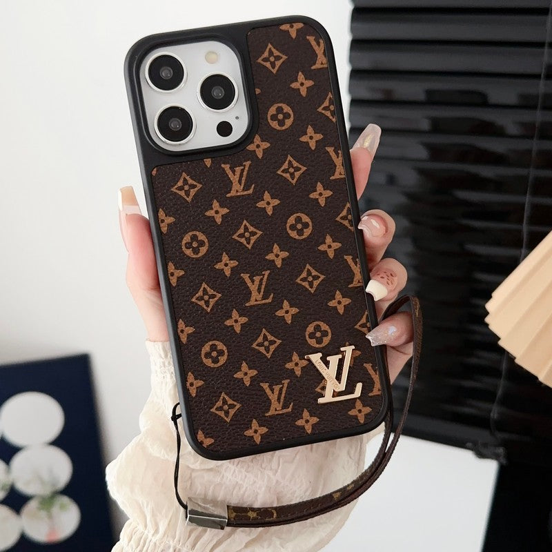 Étui iPhone Chaîne Main Classique Marron Luxe