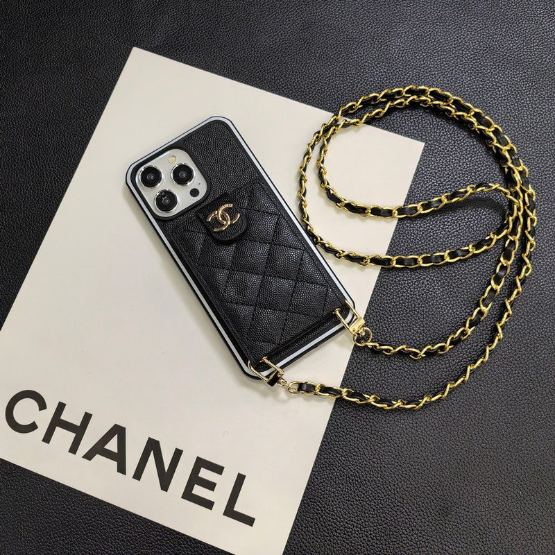 Étui Élégant en Cuir Bandoulière pour iPhone