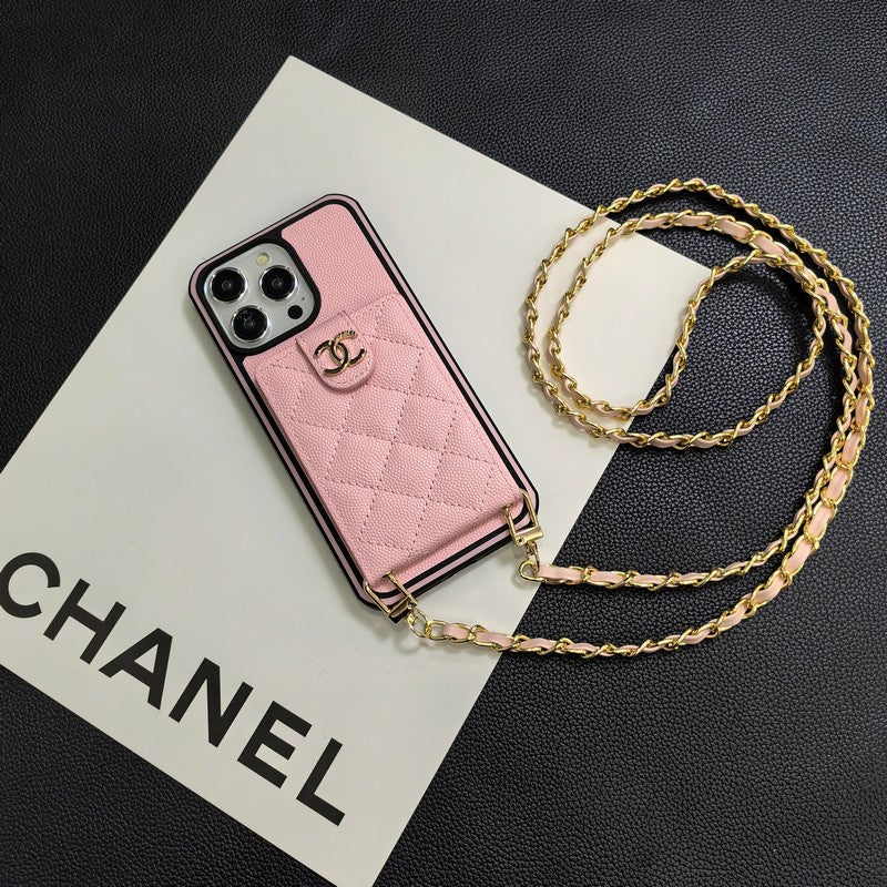 Étui Élégant en Cuir Bandoulière pour iPhone
