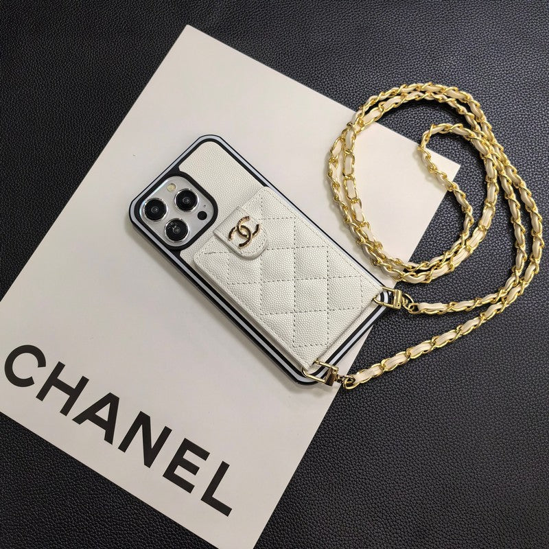Étui Élégant en Cuir Bandoulière pour iPhone